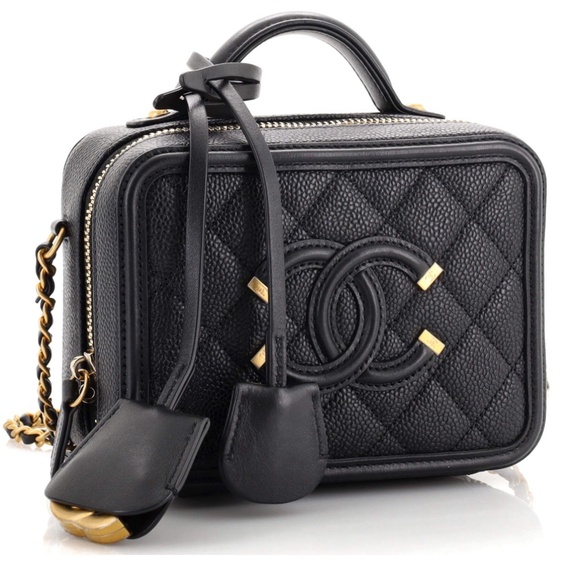 Chanel Filigree Vanity Case Quilted Caviar Small - Picture 1 of 5
